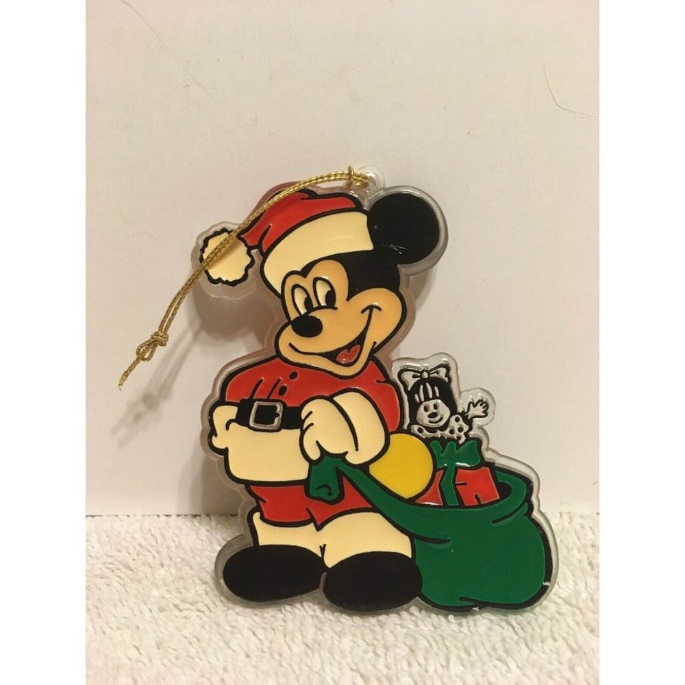Vintage Disney Mickey Mouse Ornament Acrylic Santa Bag Decoration - Picture 1 of 1
